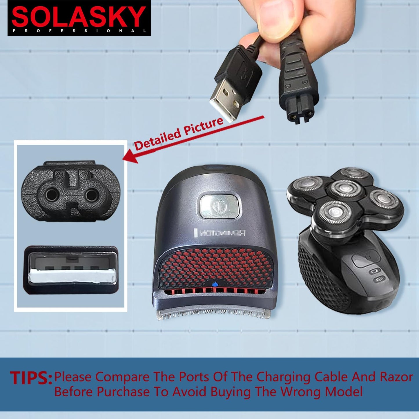 SOLASKY USB Charger Cord Compatible with Remington Shaver Clipper Charger USB Cable Power Cord for Remington XR7000 HC4250