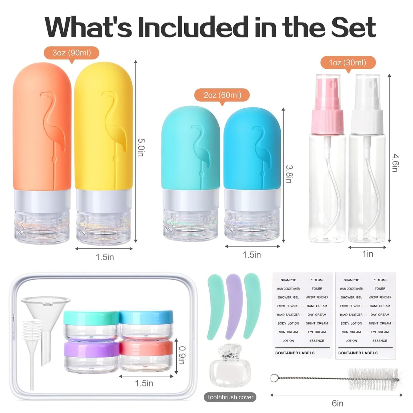 Vipop Travel Size Bottles - 3 oz Leak-Proof Silicone Containers for Toiletries | TSA Approved