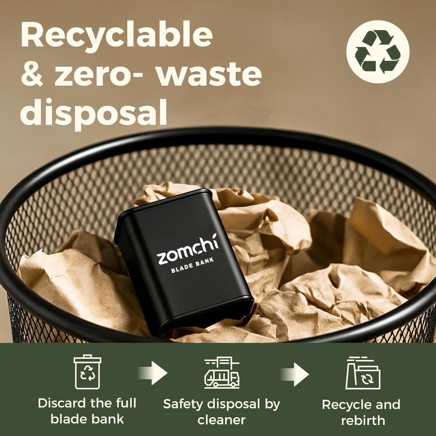 Zomchi Razor Blade Bank - Double Edge Safety Razor Blade Disposal Case | Black Storage Solution