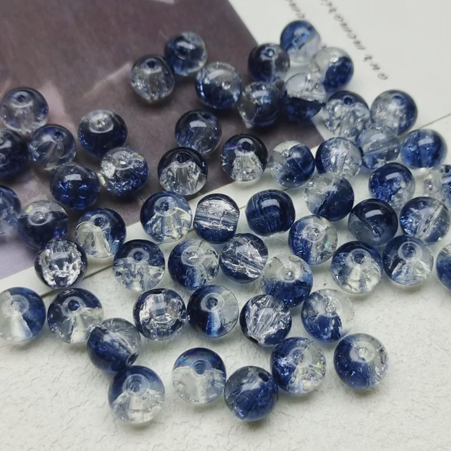 100-Piece 8mm Gradient Glass Bead Set - Bulk DIY Supplies for Jewelry Crafting