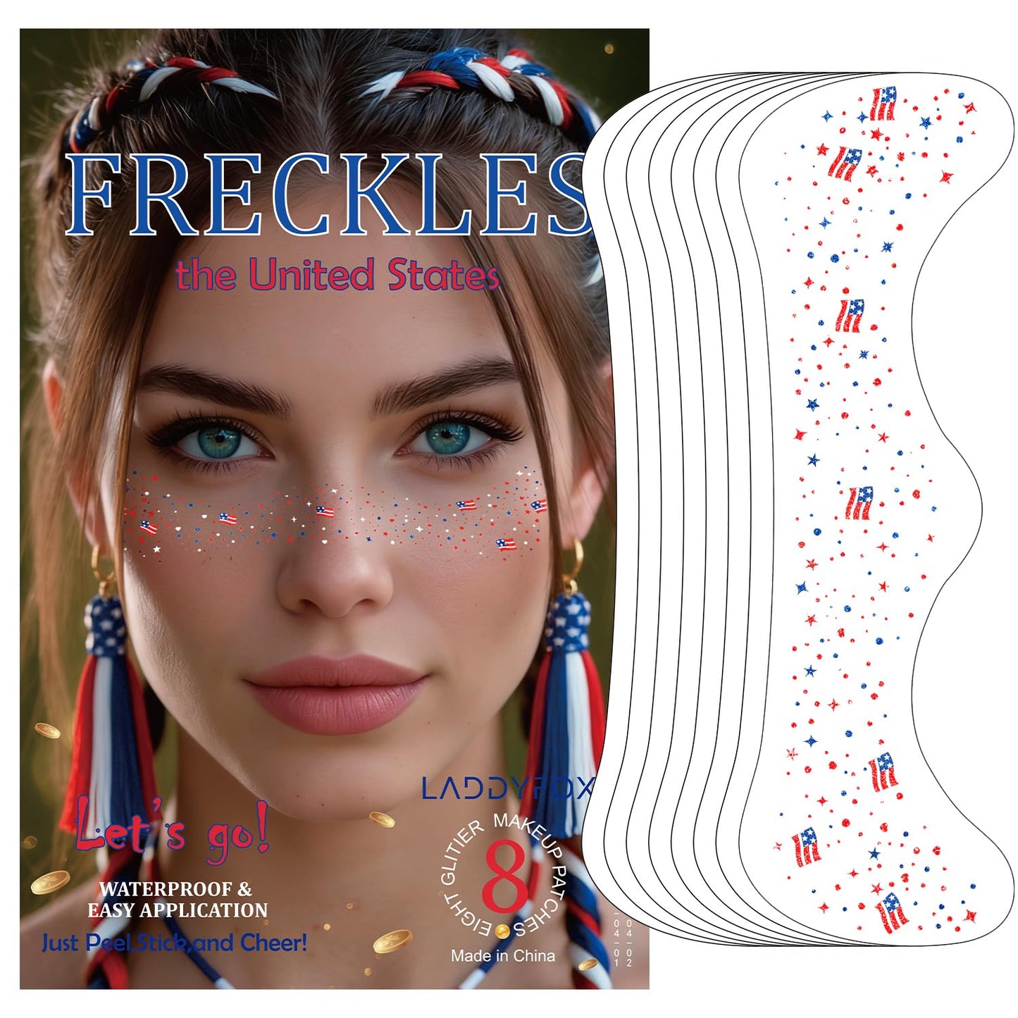 Christmas Face Temporary Tattoos - 8 Pcs Waterproof Glitter Freckles for Kids & Women | Holiday Party Makeup