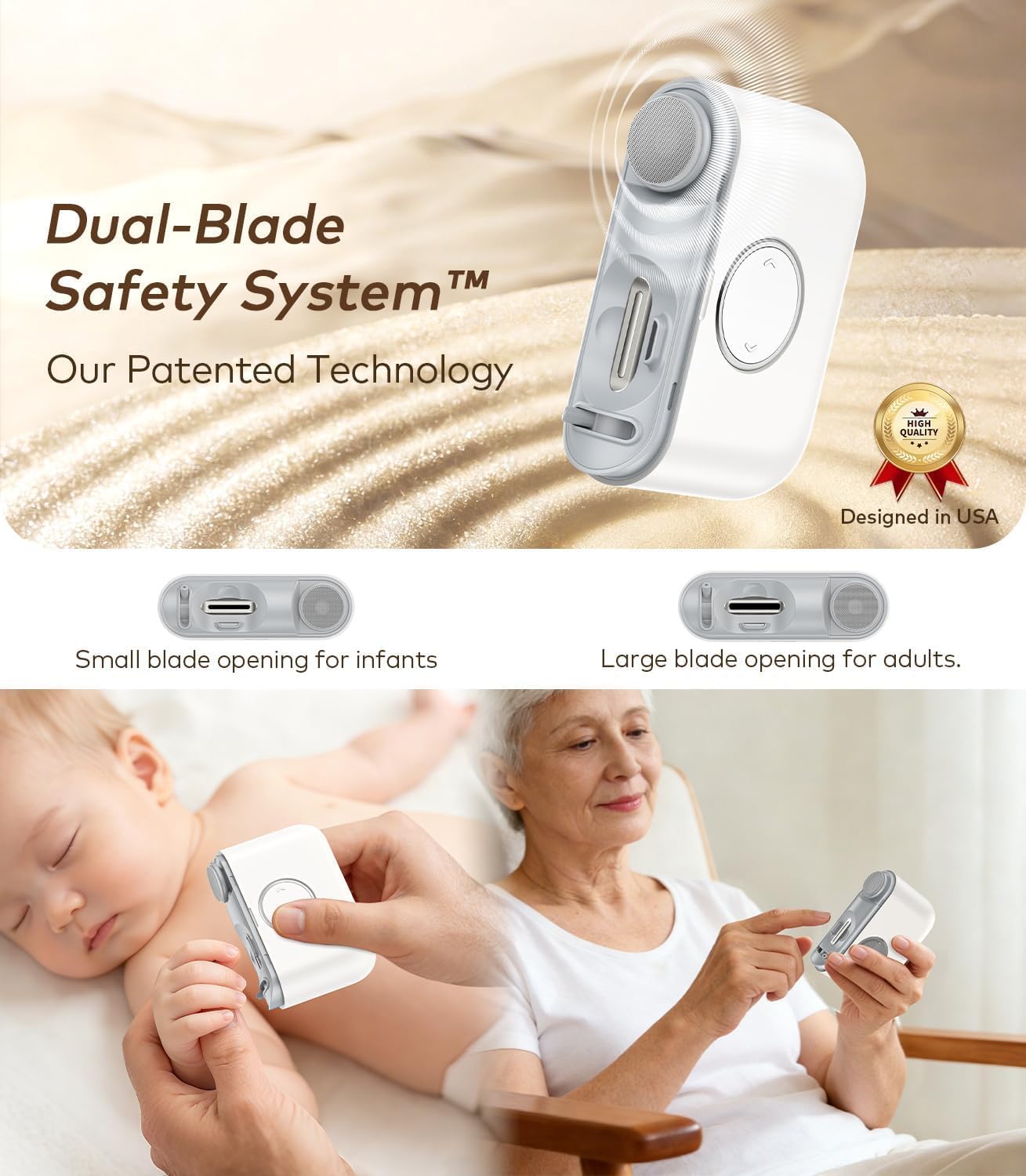 Electric Nail Trimmer & Polish - 2-in-1 Device with LED Light for All Ages