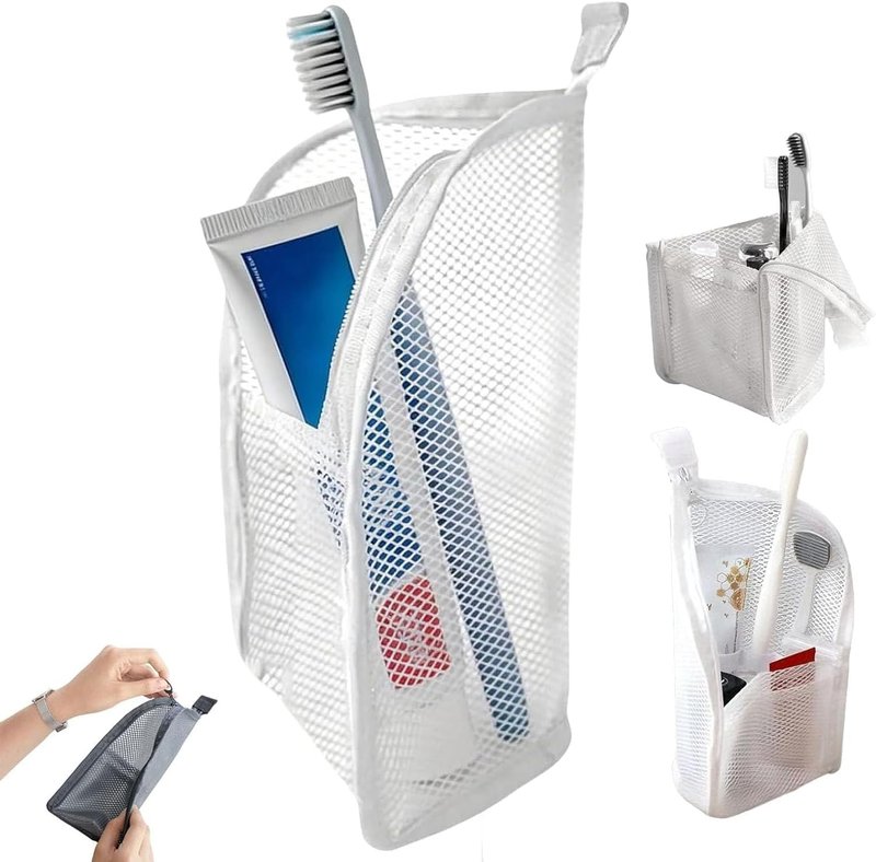 Travel Toiletry Bag - Portable Hanging Organizer with Large Capacity & Waterproof Design | White