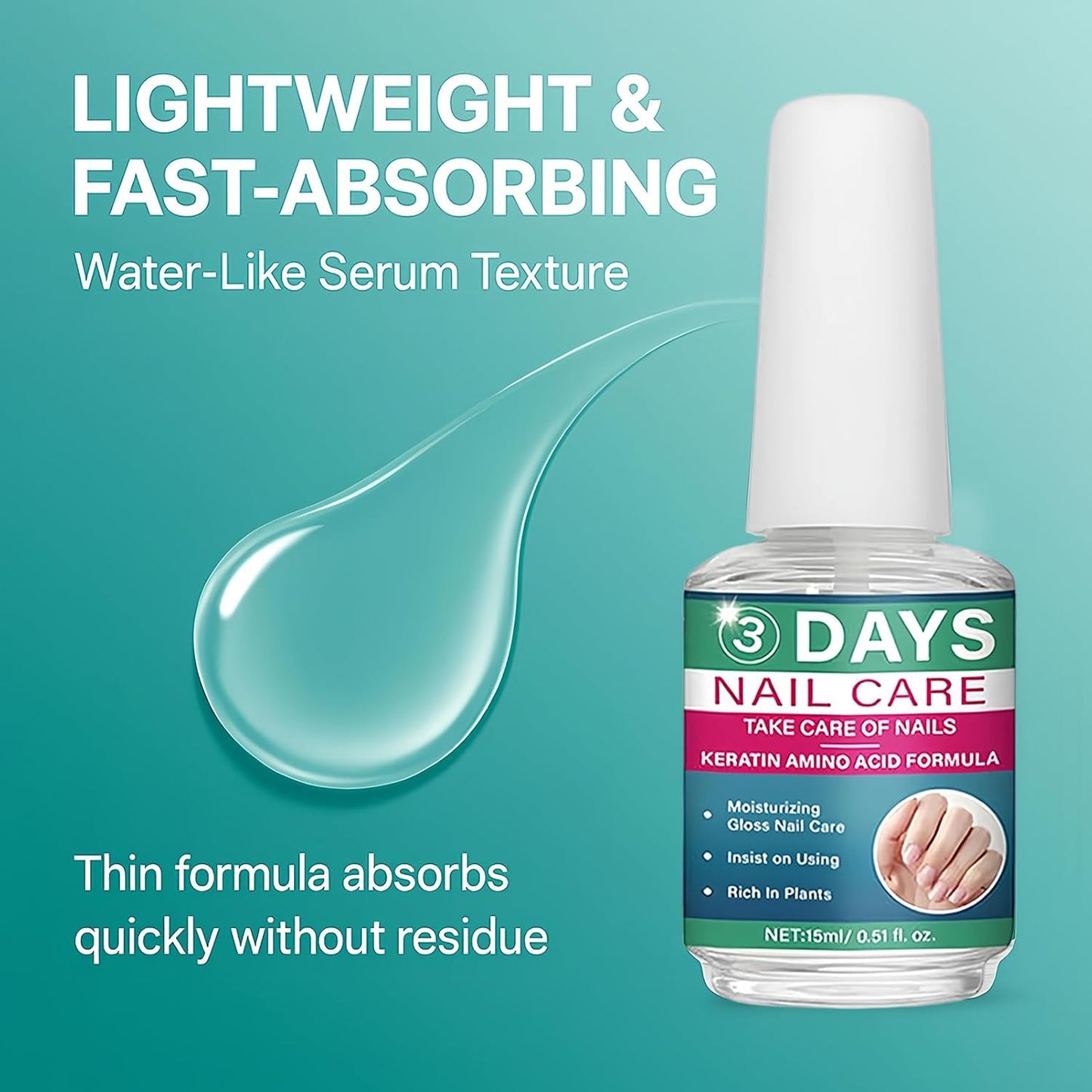 Nail Strengthening & Hydrating Oil - Clear Daily Care Solution for Weak Nails | 15ml Natural Gloss Finish
