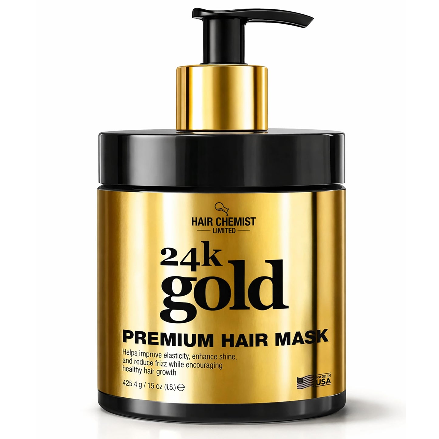 Hair Chemist 24k Gold Premium Hair Mask 15 oz. - Shine Enhancing, Frizz Reducting and Elasticity Improving Deep Treatment Hair Mask