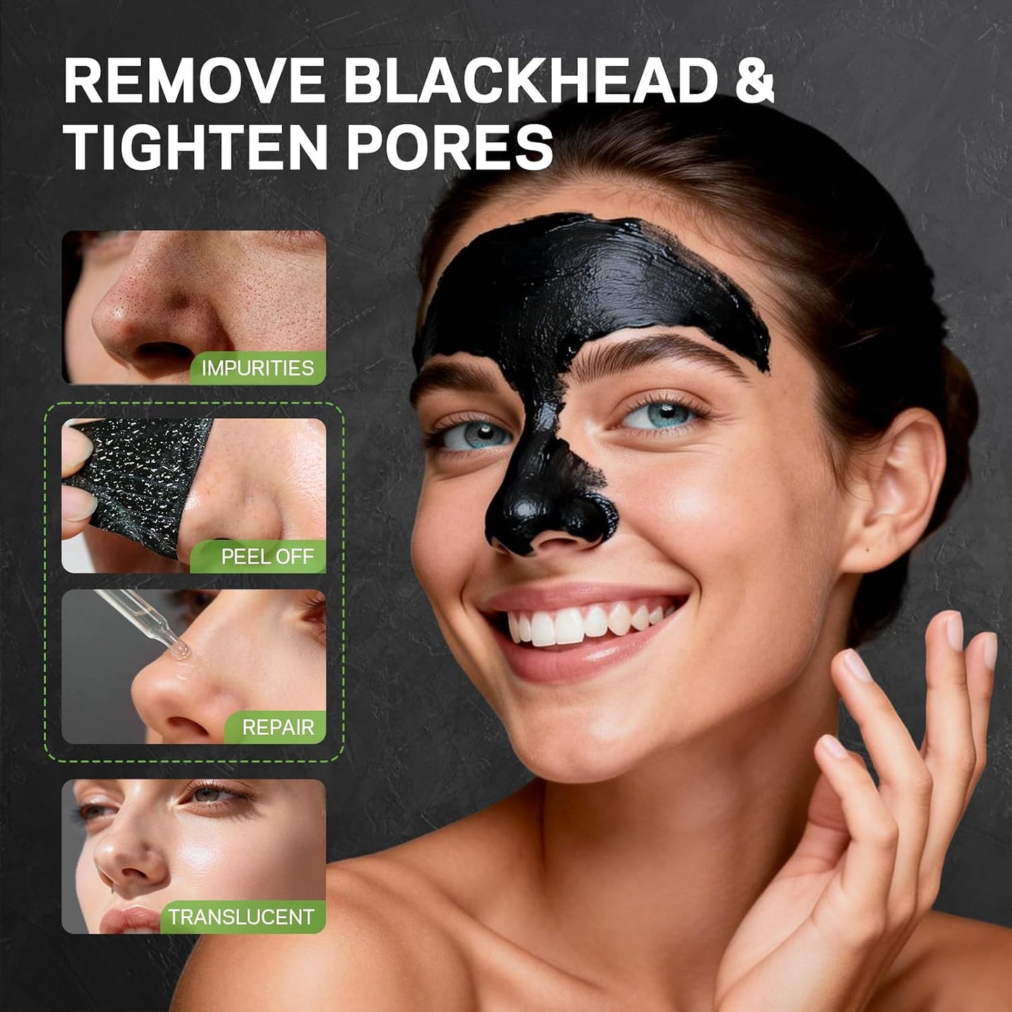 Blackhead Remover Peel Off Face Mask Set - Charcoal & Tea Tree Oil Duo for Deep Cleansing | 2-in-1 Pore Tightening Solution