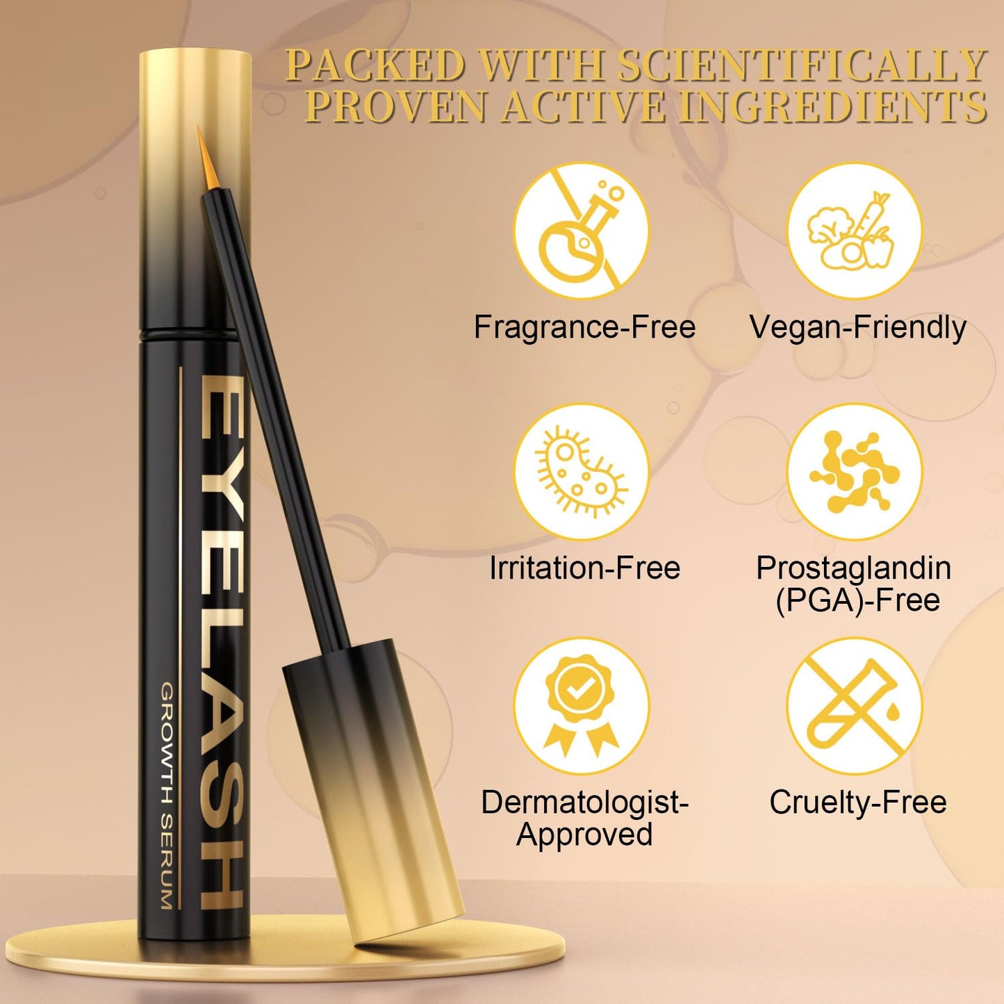 Eyelash Growth Serum - Premium Lash Enhancer for Longer, Fuller Lashes | 5 mL Advanced Formula