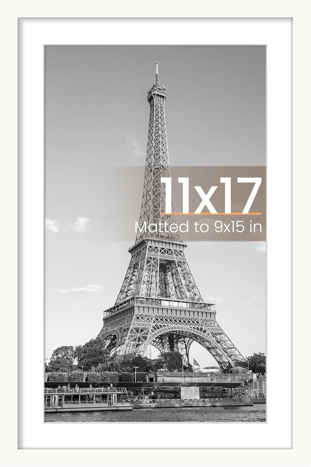 Upsimples 11x14 Picture Frame - Display 8x10 Photos with Mat or 11x14 Without Mat | Black Wall Hanging Frame