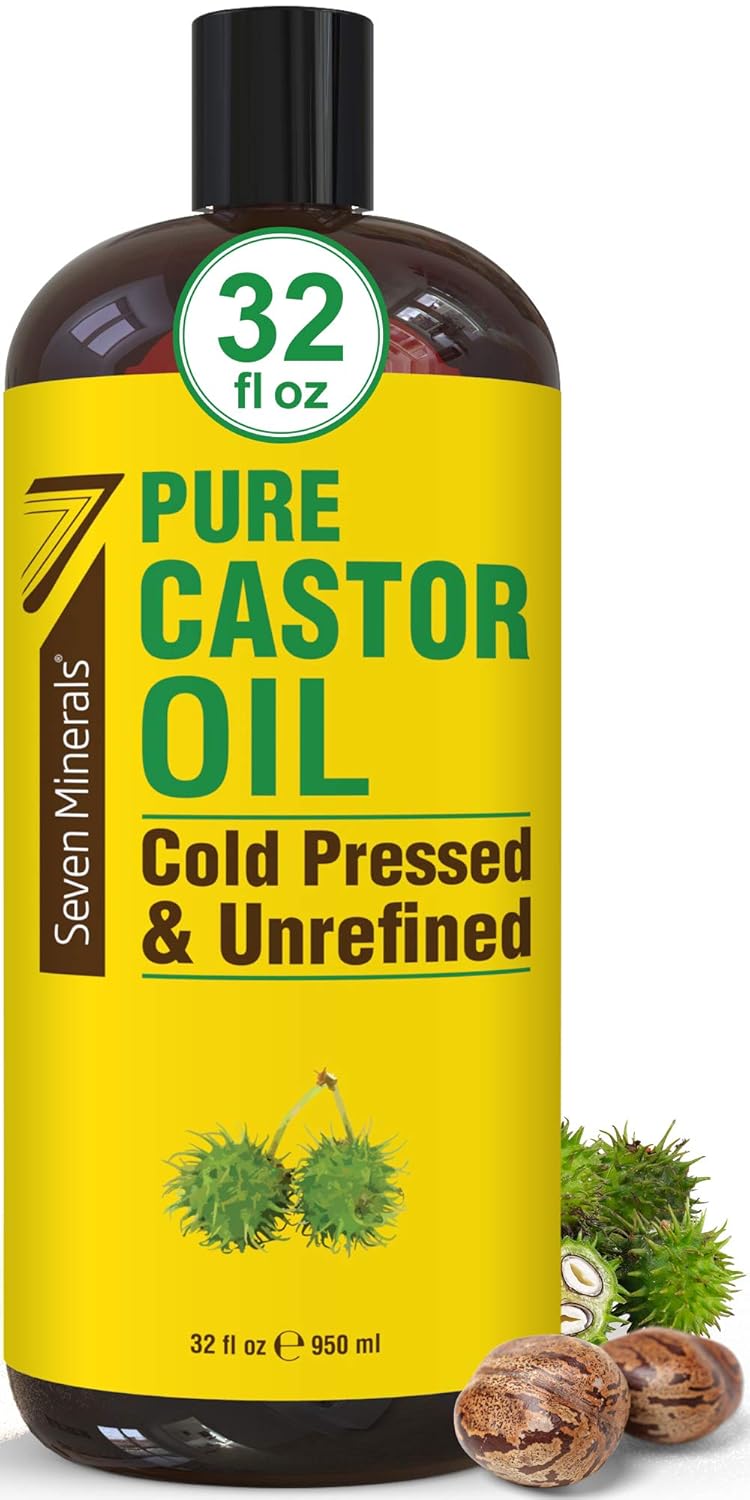 Pure Cold Pressed Castor Oil - 32 oz Unrefined & Hexane-Free | Boost Hair Growth, Thicker Eyelashes & Skin Healing