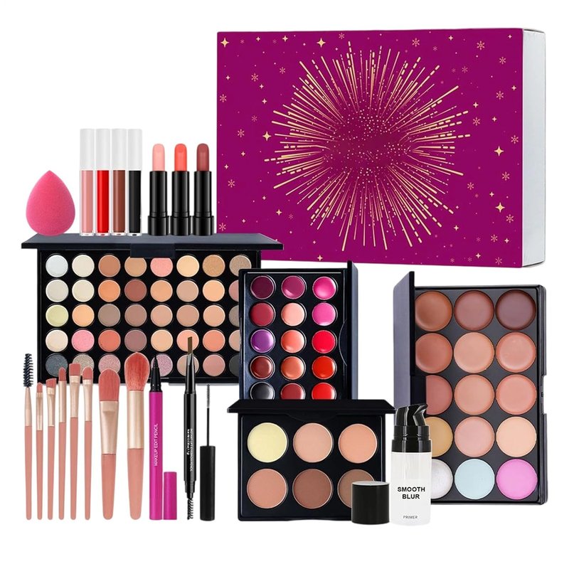 Makeup Palette Kit - Complete Eyeshadow, Lipstick & Brush Set for Women, Teens & Beginners | Perfect Gift for Birthdays & Holidays