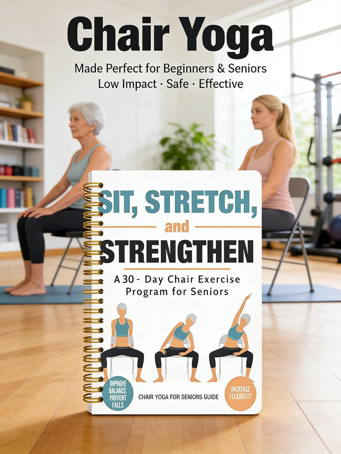 Chair Yoga for Seniors - Gentle Poses for Weight Loss & Mobility | Illustrated Exercise Chart