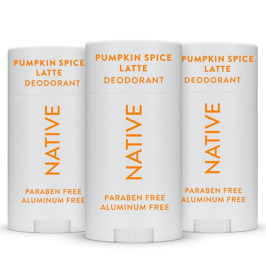 Native Deodorant Pumpkin Spice - 72-Hour Odor Control, Aluminum-Free, Vegan Formula | 3-Pack