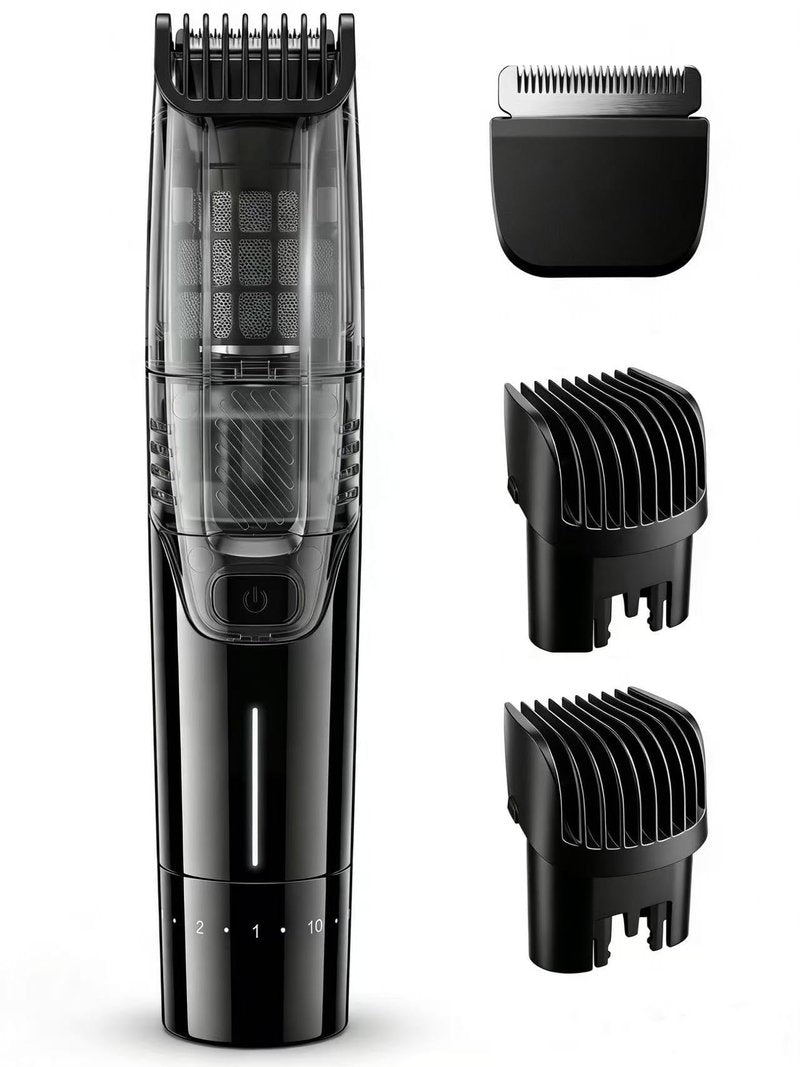 Vacuum Beard Trimmer for Men – 2-Speed Adjustable Suction & Power, IPX6 Waterproof Wet/Dry Cordless Hair Clipper. 40 Length Settings (0.5-20mm), USB-C Fast Charge, Magnetic Easy-Clean Bin&Travel Lock