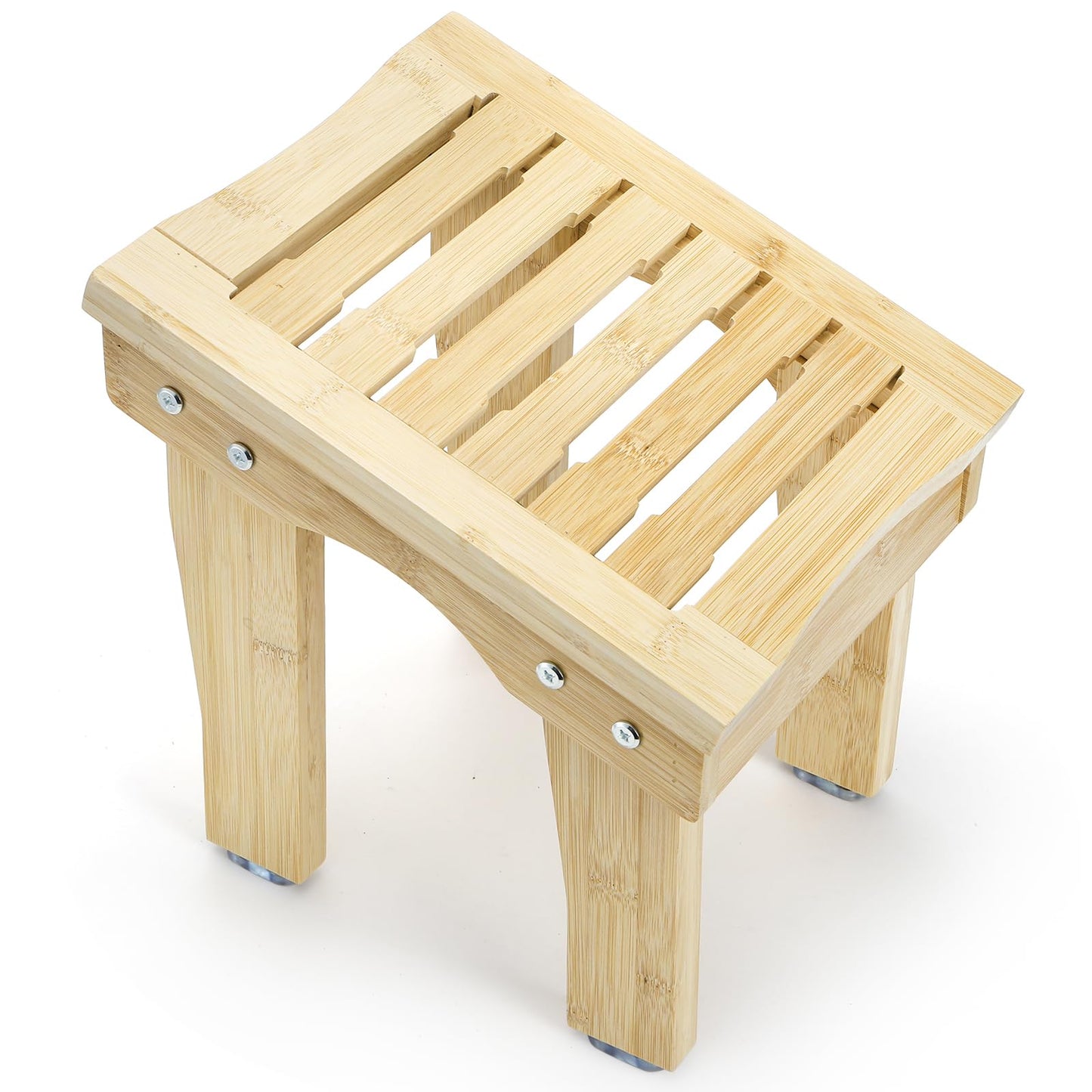 SOUJOY Shower Stool for Shaving Legs, 12 Inch Bamboo Shower Foot Rest, Non-Slip Bath Foot Step Bench, Waterproof Small Shaving Stool for Inside Shower, Bathroom
