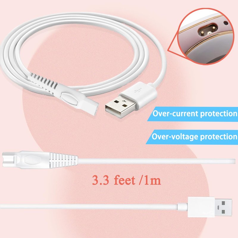 LIANSUM USB Cable Finishing Touch Flawless Legs Charger Cord, Only Compatible with Flawless Legs Shaver Hair Remover Women Electric Trimmer, (NOT for Flawless Body Razor and Flawless Nu Razor)