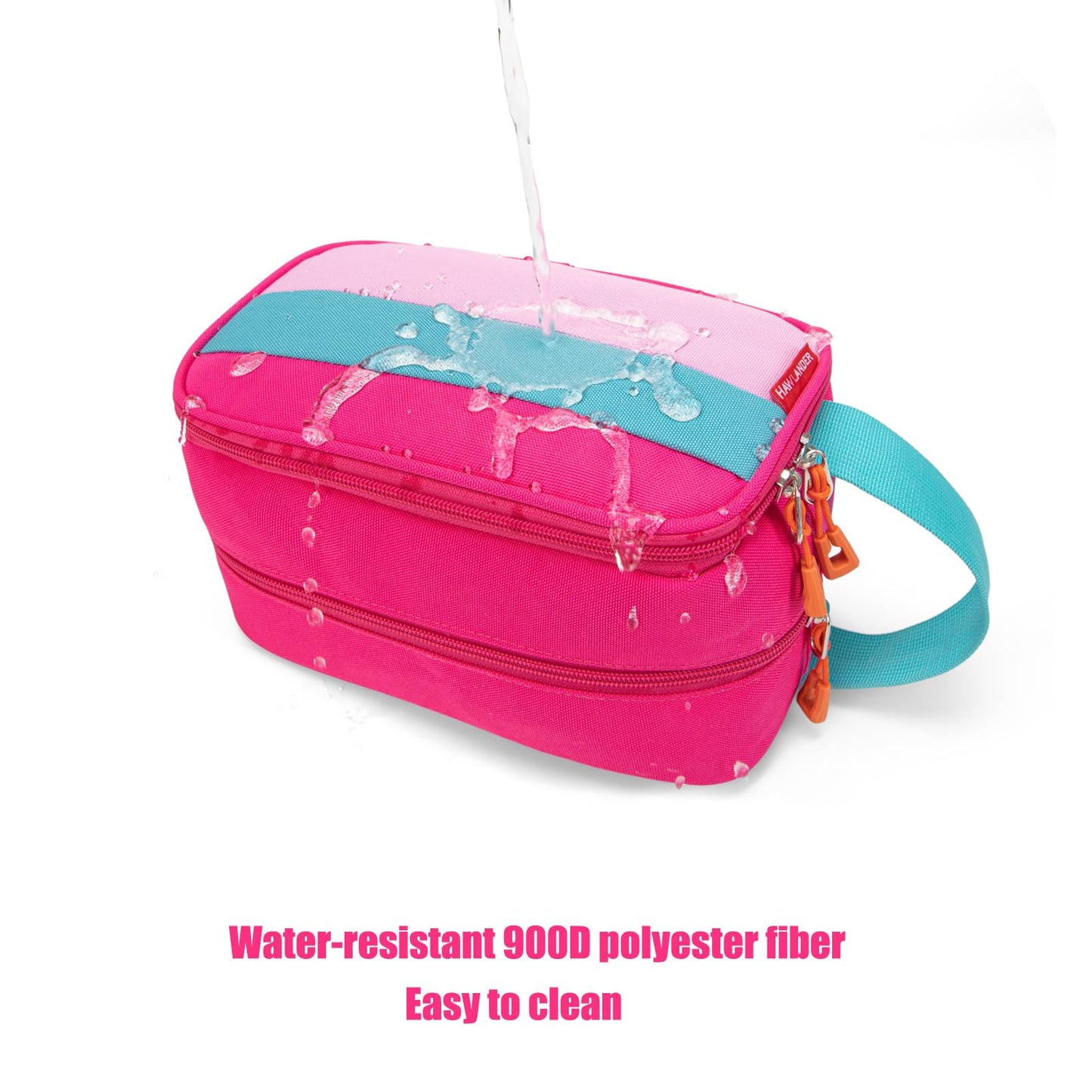 HawLander Kids Toiletry Bag for Travel, Small Size for Boys or Girls, With Carry Handle (Pink Rose)