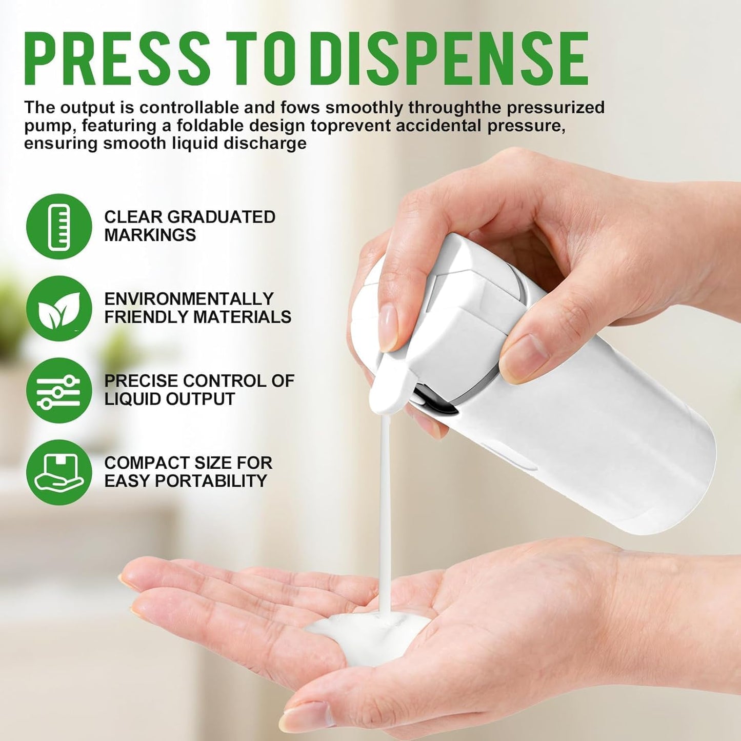 Travel Dispenser Set - 4 Pack 30ML Refillable Toiletry Bottles | Leak Proof & Portable for Shampoo, Shower Gel, Travel (White)