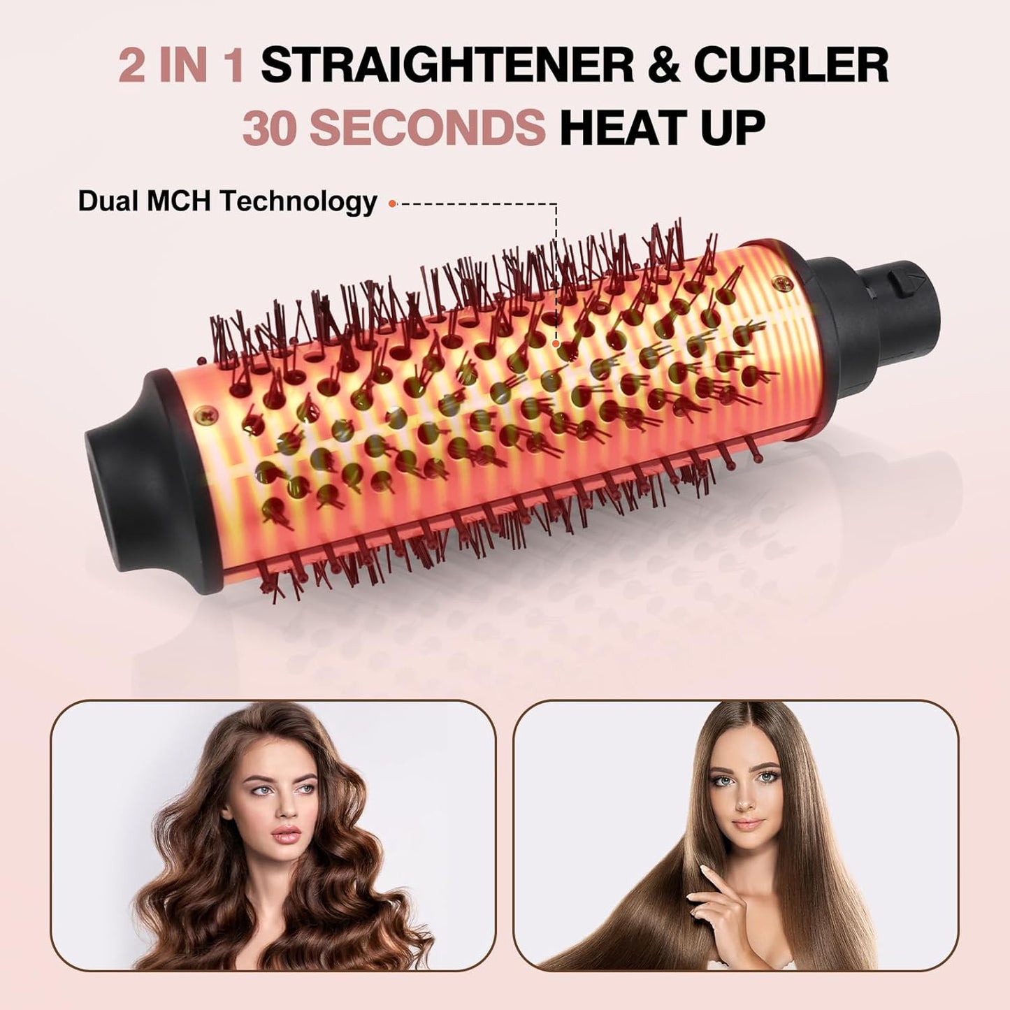 3-in-1 Heated Round Thermal Brush Set - Adjustable Temp, Fast Heating Titanium Ceramic | Detachable Barrels (1.18/1.5/1.77 Inches)