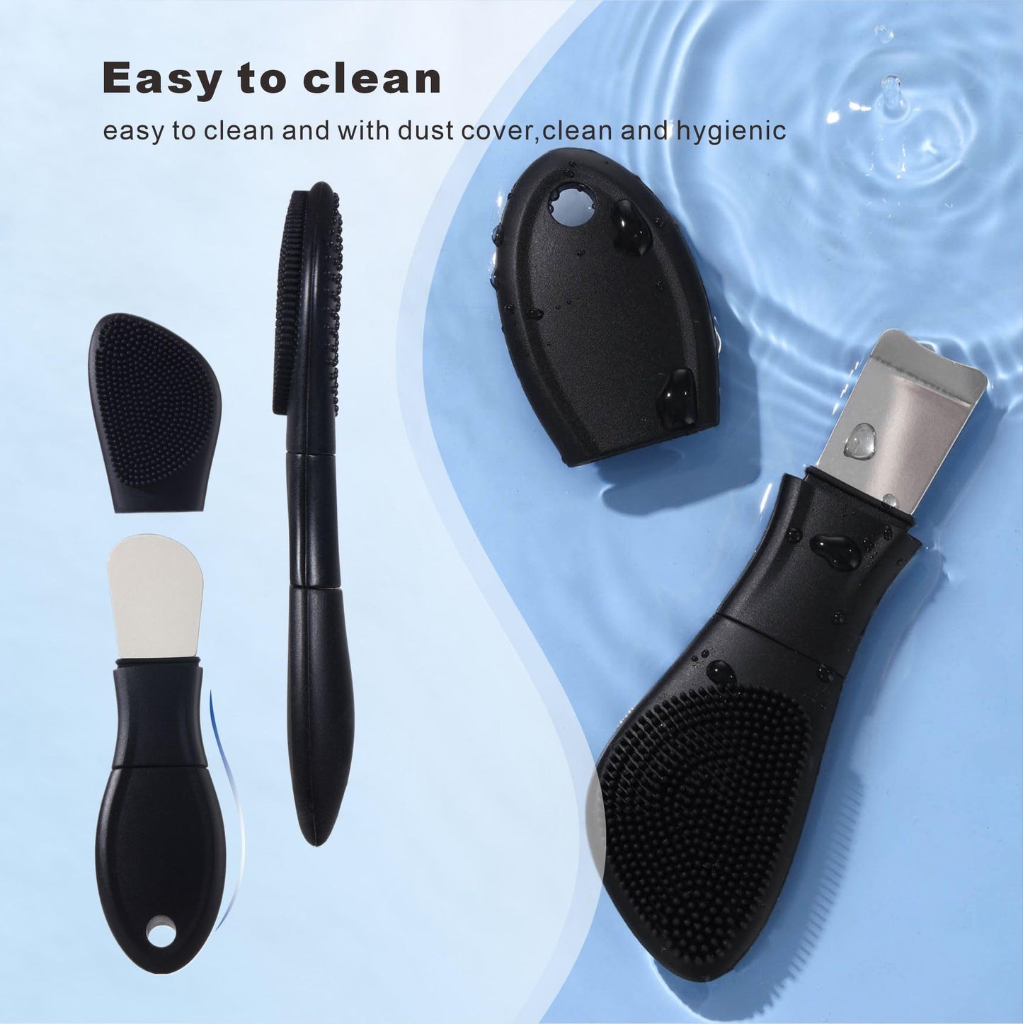 YUSAGO Multifunctional Face Washing Brushes,2 in 1 Pore Cleaning Brush & Blackhead Scraper,Pimple Extractor for Women Men,Face Scraper Skin Spatula,Pore Scrubber for Deep Cleansing.(Black)