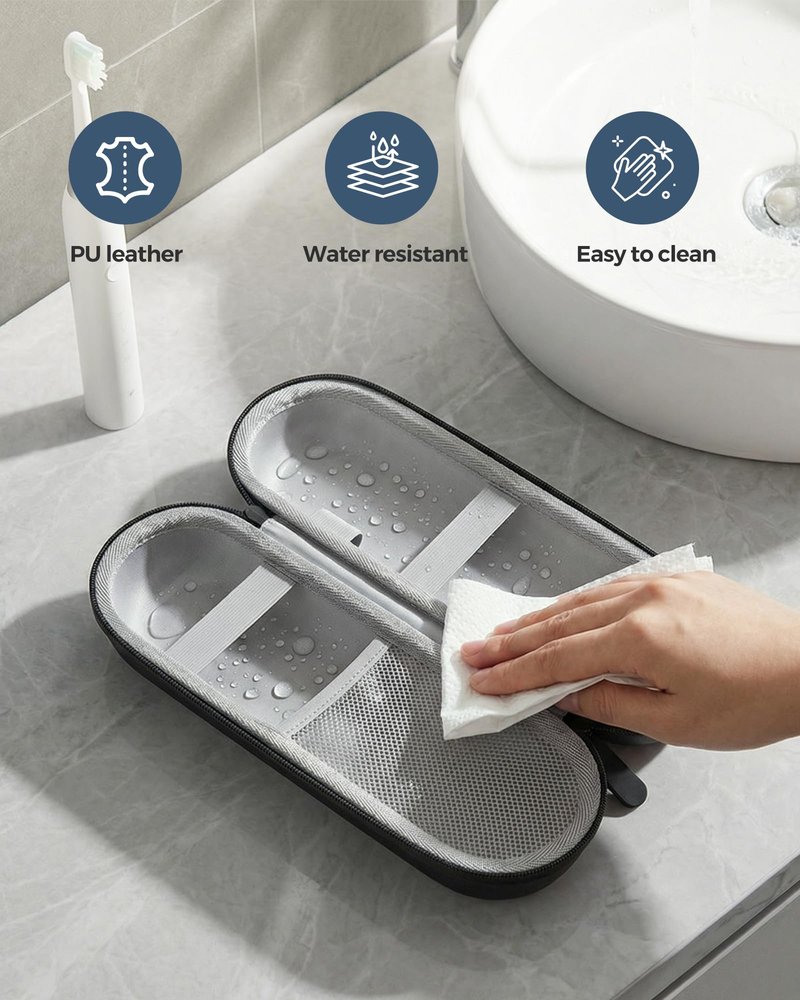 ProCase Electric Toothbrush Travel Case for Oral-B 1000/1500/5000/6000/7000/7500/9600 & iO 7/8/9/10, Philips Sonicare 1100/4100/5100/5300/6100, Water-Resistant Hard Case -L,Black