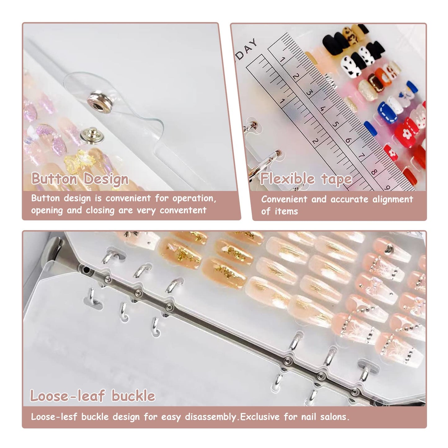 Large Clear Press on Nails Storage Box, Empty Press on Nails Packaging Box Set with Double-sided Adhesive Tape and 50 Arcylic Nail Display Stand Can Be Used to Store and Store Personal Items (large 1)
