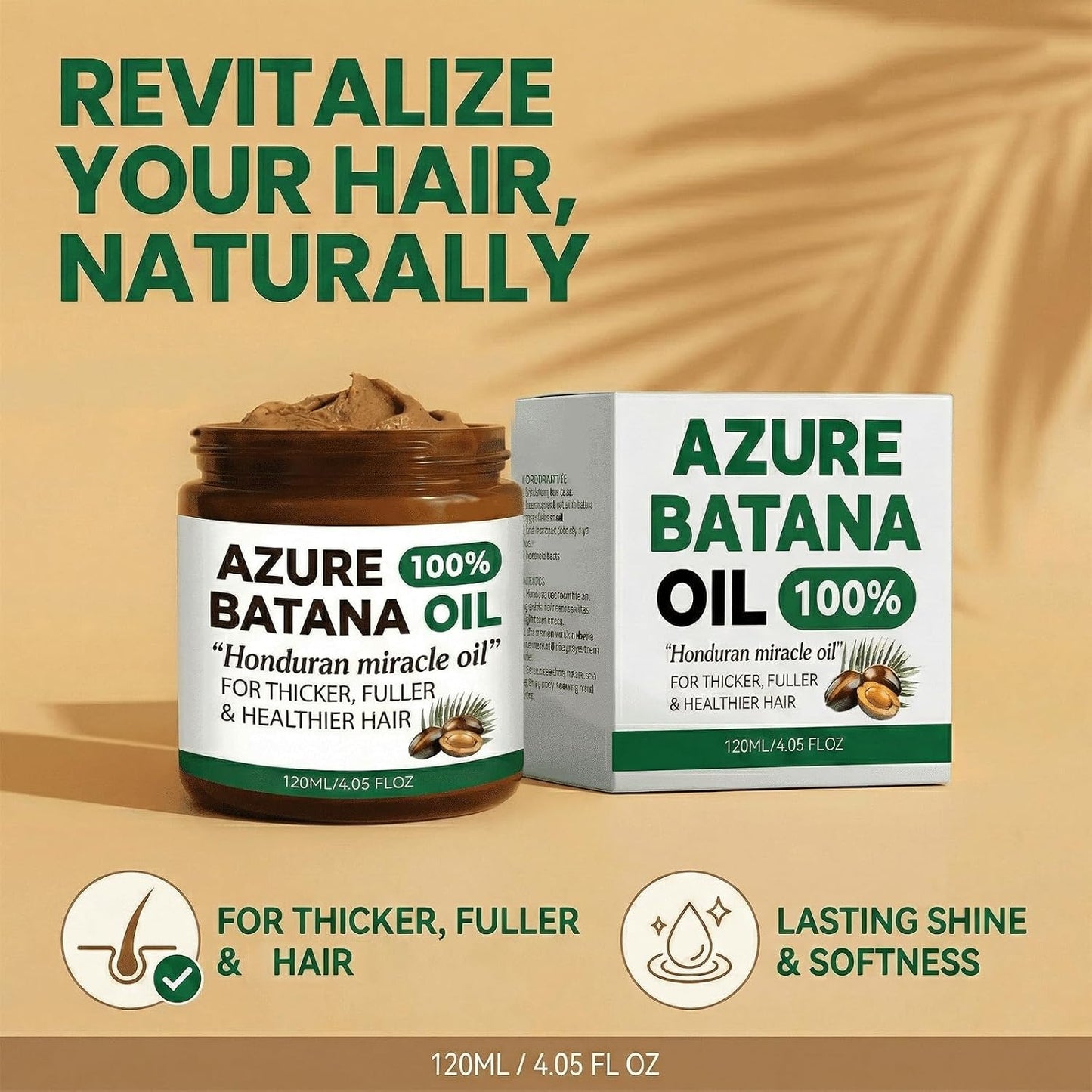 Batana Oil for Hair Growth - 100% Raw Organic Hair Mask | Prevents Hair Loss, Promotes Thickness - 4.06 fl oz (2 Pack)