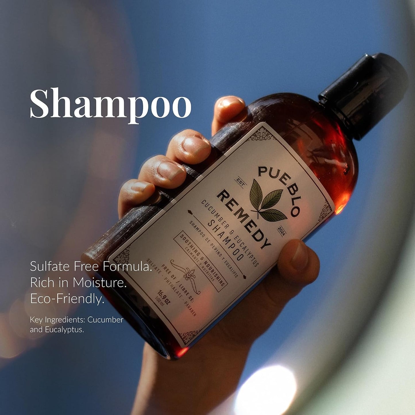 Pueblo Remedy Shampoo - Cucumber & Eucalyptus | Vegan, Cruelty-Free Hair Care, 16.9 Oz