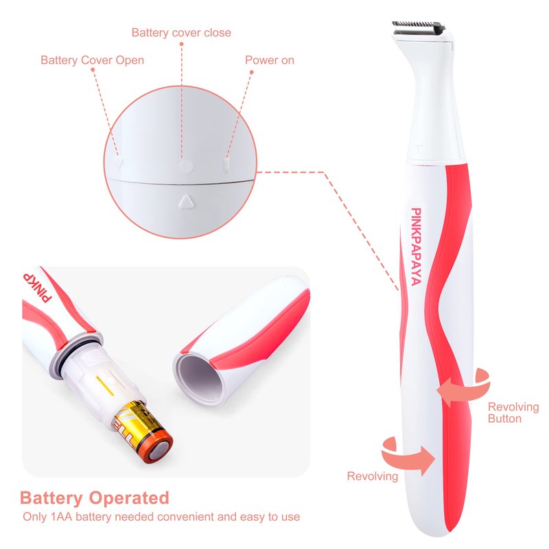 Pinkpapaya 4in1 Nose Hair Trimmer for Women,Facial Hair Remover,Electric Face Shaver Razor for Nose Ear,Bikini Trimmer,Facial Hair Removal,Tomato/p9k8