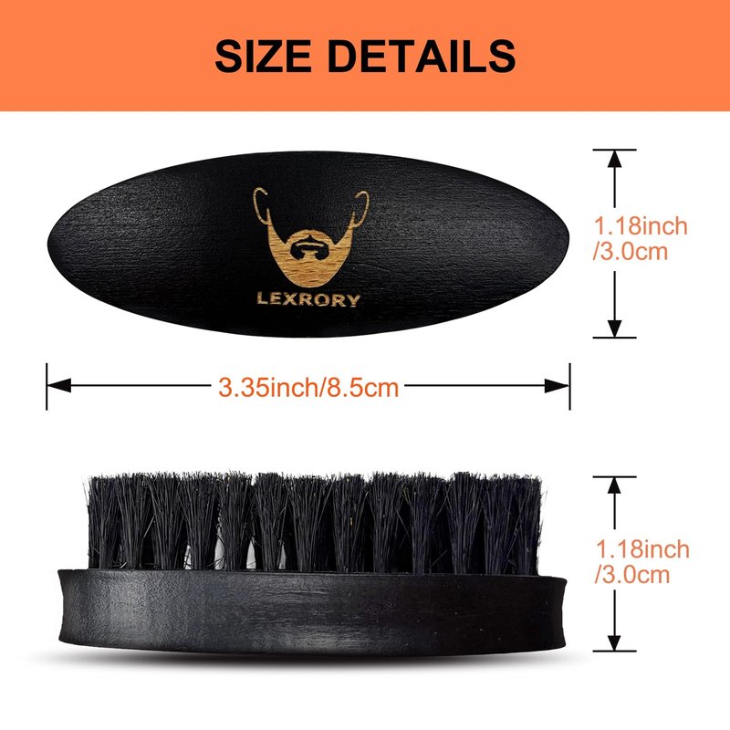 Travel Beard Brush for Men - Natural Boar Bristle Hair Brush, Mini Soft Beard Brush for Pocket Travel Men's Wooden Grooming Brush with Bag