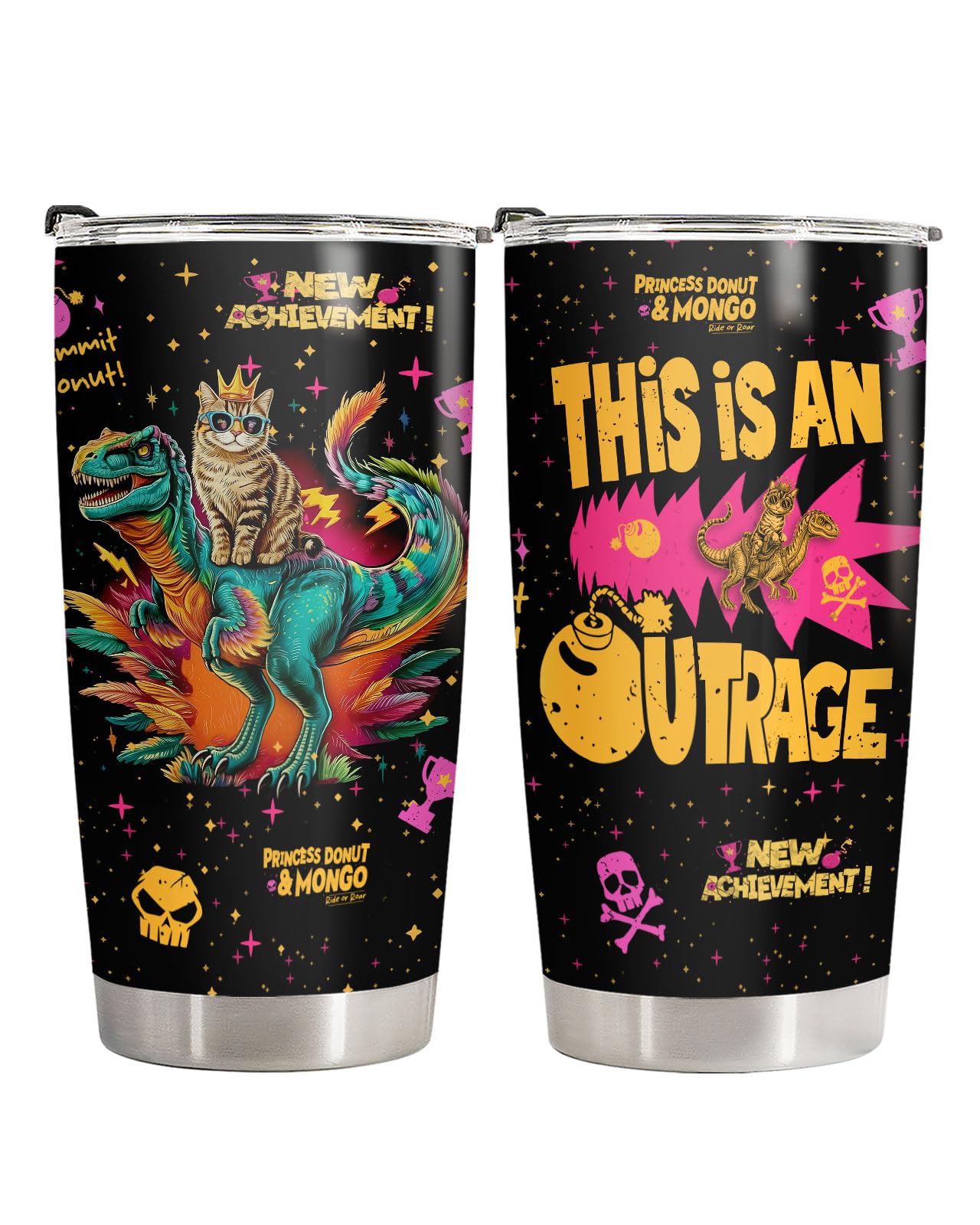 fat mummy Cat Dragon Tumbler Stainless Steel Insulated Travel Mug Gamer Book Lover Cup Funny Dungeon Style Gift for Men Women Mothers day