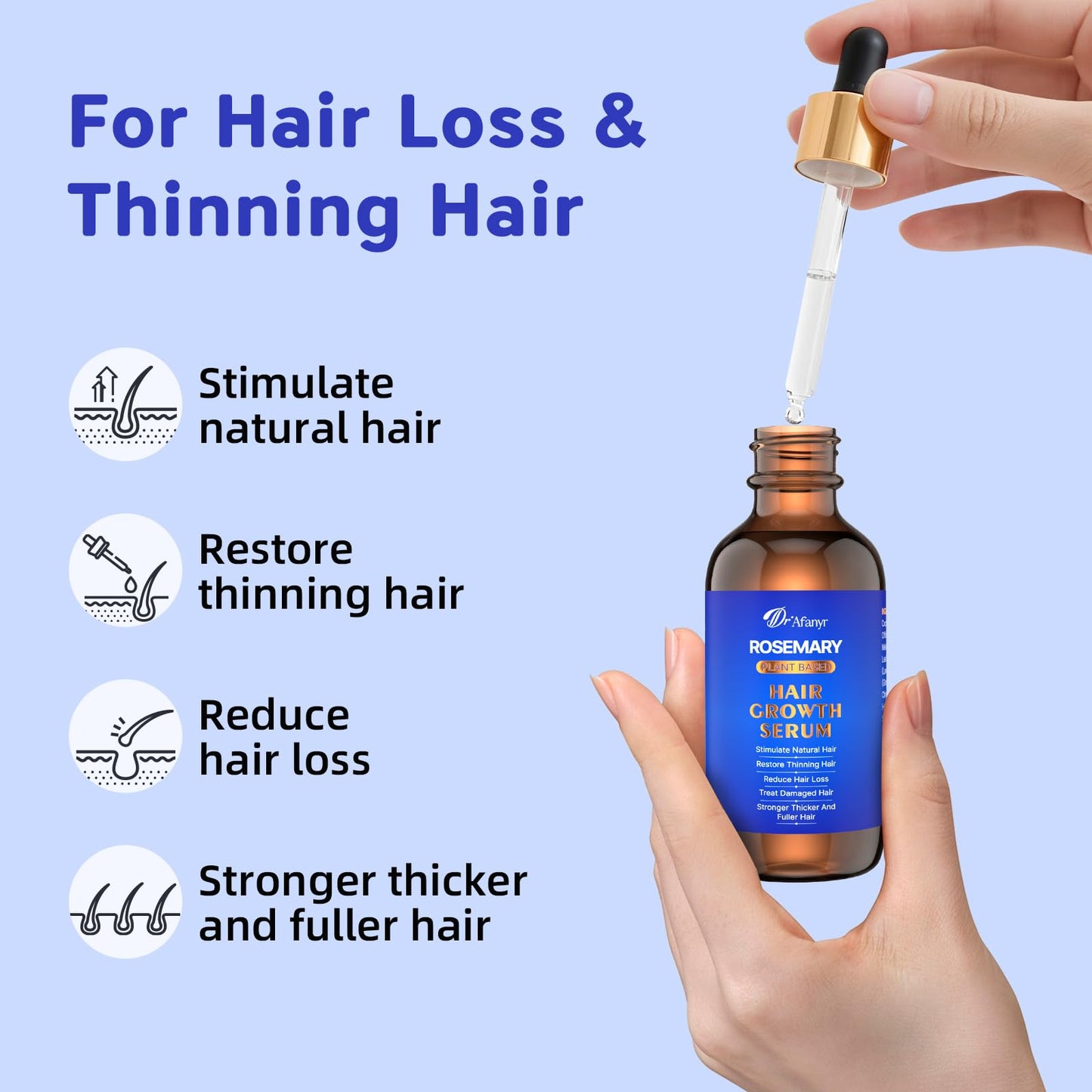 100% Natural Hair Oil with Rosemary & Saw Palmetto, Nourishing Treatment for Dry Damaged Hair, Smooth Frizz & Strengthen Strands for Silky Soft Shine