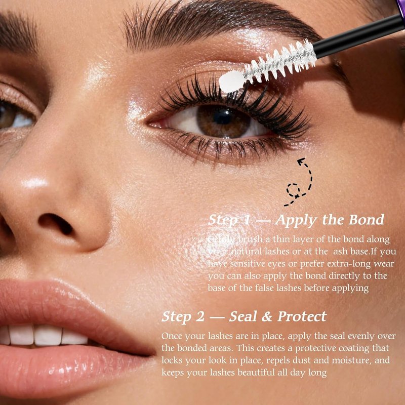 Lash Cluster Glue - 2-in-1 Waterproof Eyelash Extension Adhesive | Strong Hold Up to 72H, Easy Brush Applicator
