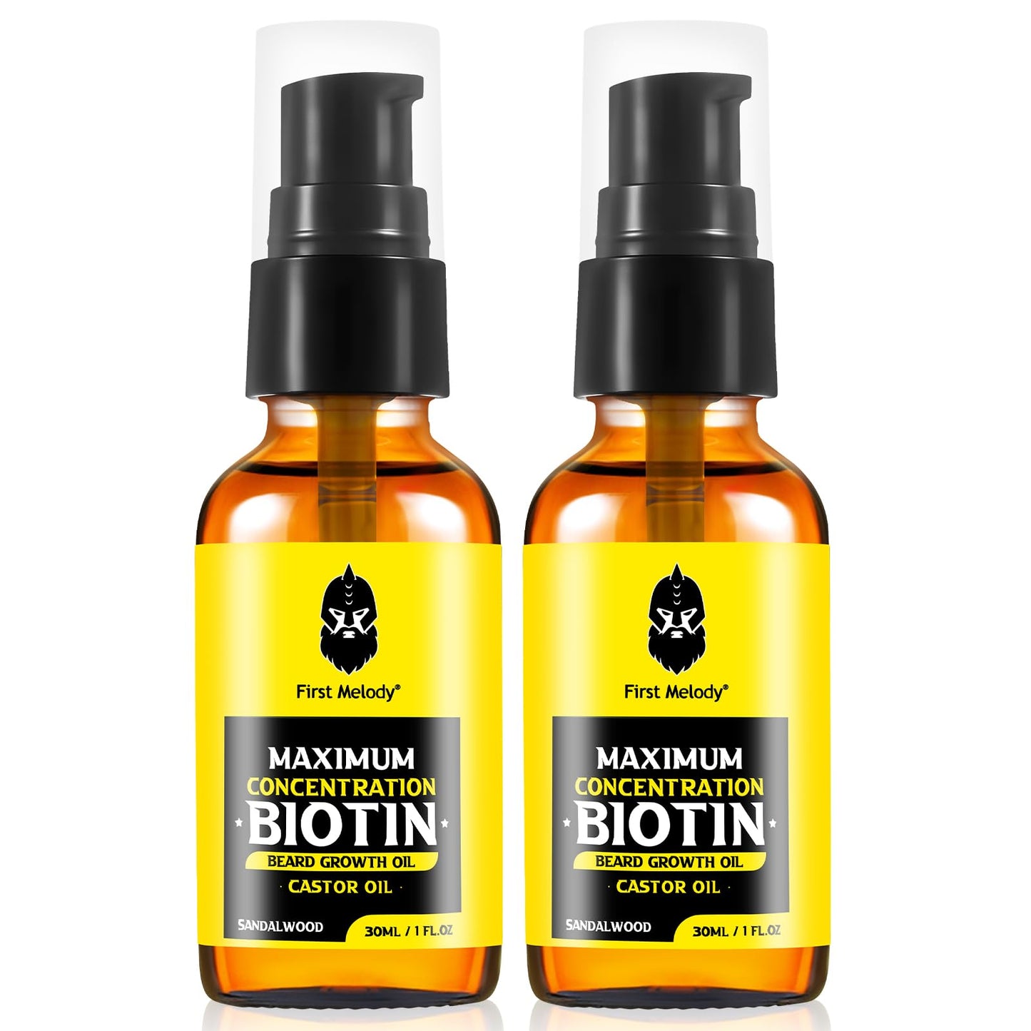 First Melody Beard Oil,Maximun Thickening Biotin, with Castor Oil and Argan & Jojoba Oils, Promotes Beard Growth, Styles, Strengthens & Softens Beards & Mustaches,1 Ounce*2（2 Pack）