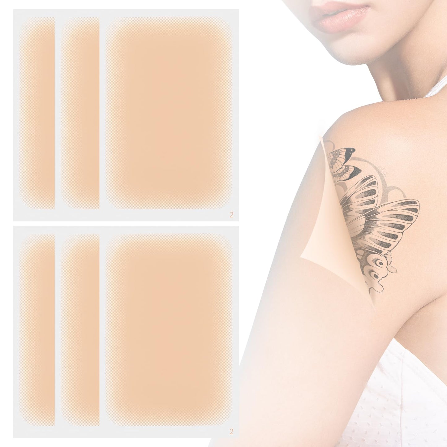 LXIANGN Tattoo Cover Up Tape 6 Pcs Ultra ThinTattoo Cover Up Patch Invisible Waterproof Skin Tone Concealer Sticker for Covering Up Scars Tattoo (Light Skin)