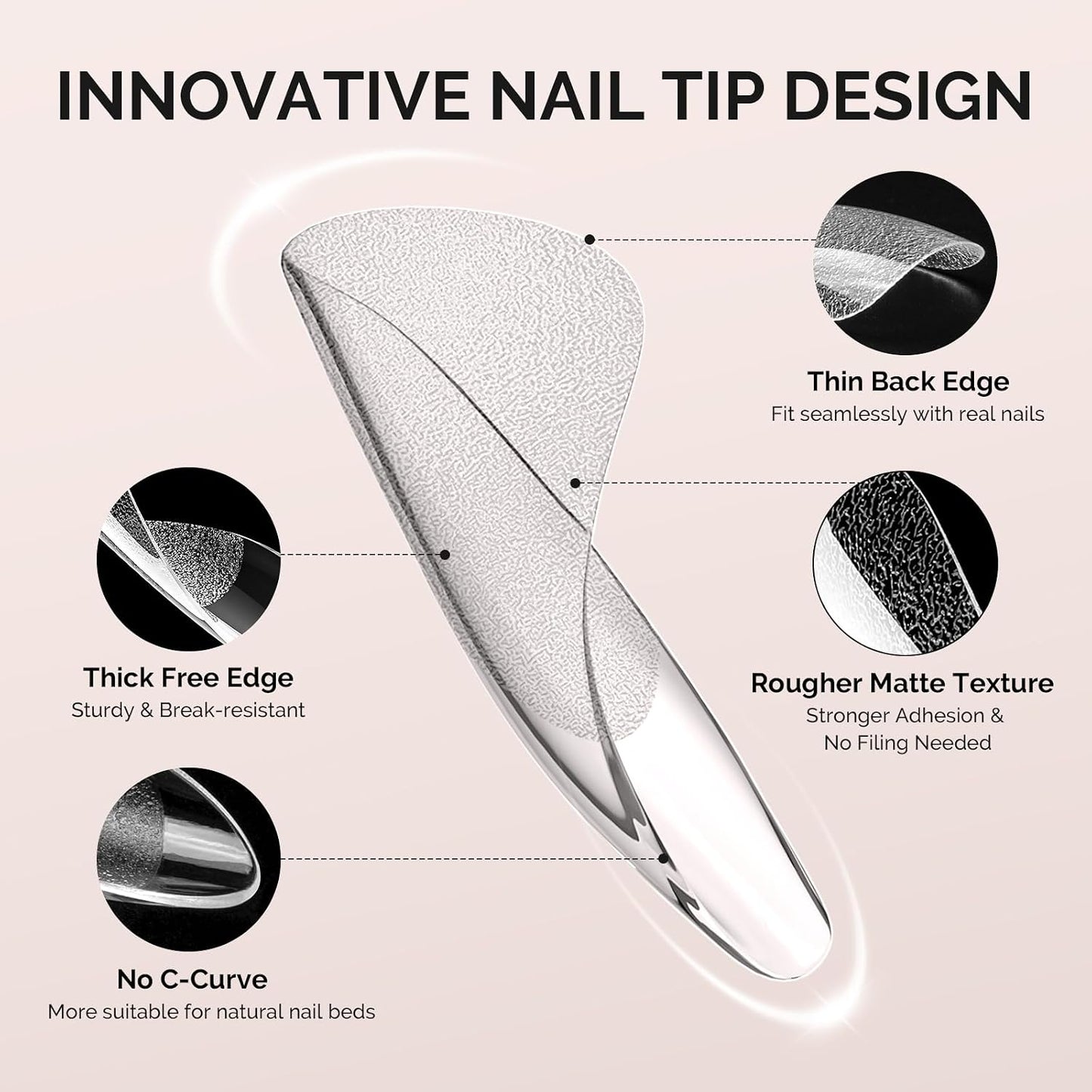 Long Coffin X Nail Tips - 600 Pcs Clear Acrylic Half Matte Press-On Nails | DIY & Salon Use, Pre-Shaped for Lasting Manicure