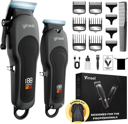 Professional Hair Clippers for Men - Cordless Trimmer Set with LED Display | Super Quiet Hair Cutting Kit