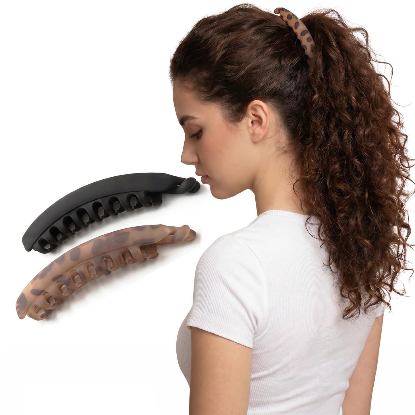 Vrose Flosi Retro Banana Clip Effortless French styling fr 3-4.5" ponytails No Crease No Demage Volume Flat lay design offers headrest comfort Durable dual-lock teeth secure hold Y2K hair Accessories