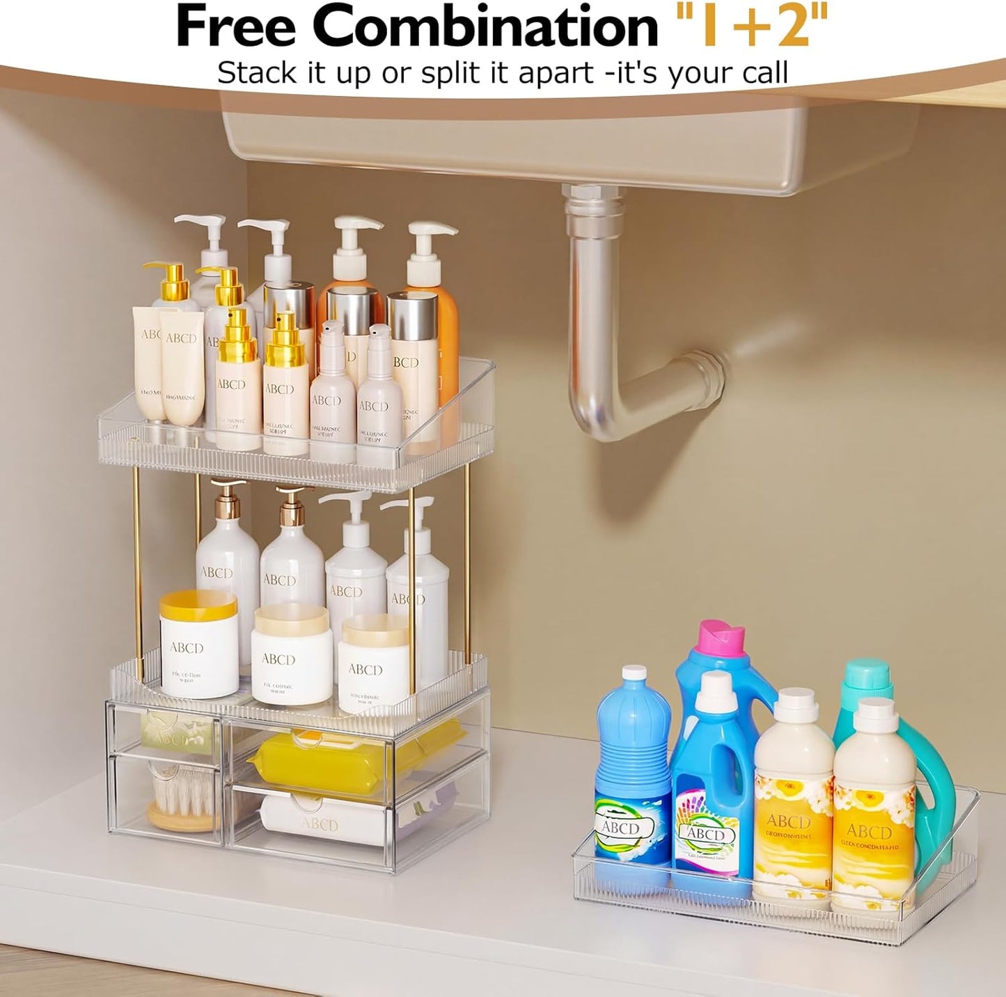 Makeup Organizer with 4 Drawers - Clear 4-Tier Cosmetic Storage for Bathroom, Dresser & Countertop