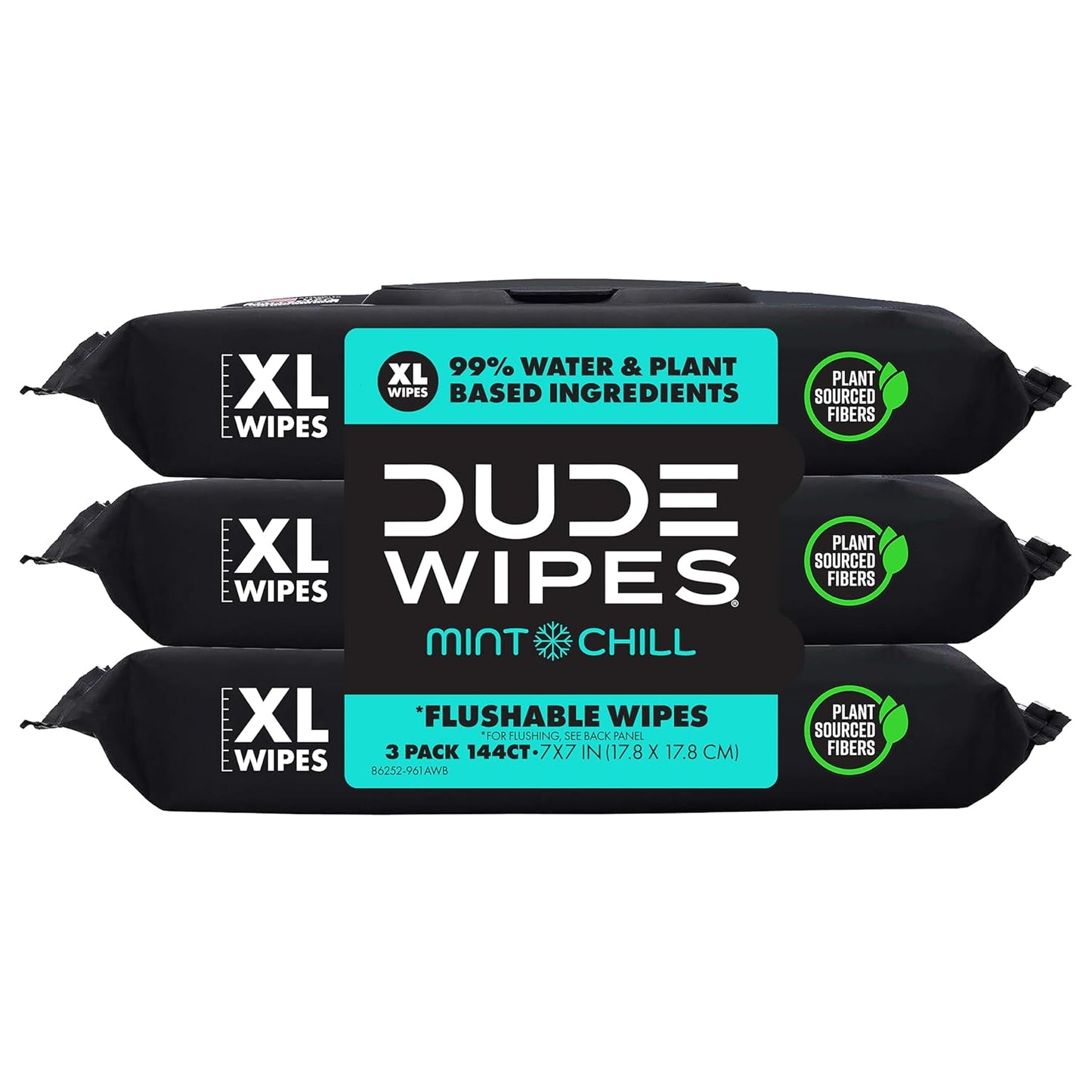 Dude Wipes Unscented Flushable Wipes - Extra-Large Adult Wet Wipes for Sensitive Skin | 6 Pack (288 Count) with Vitamin E and Aloe