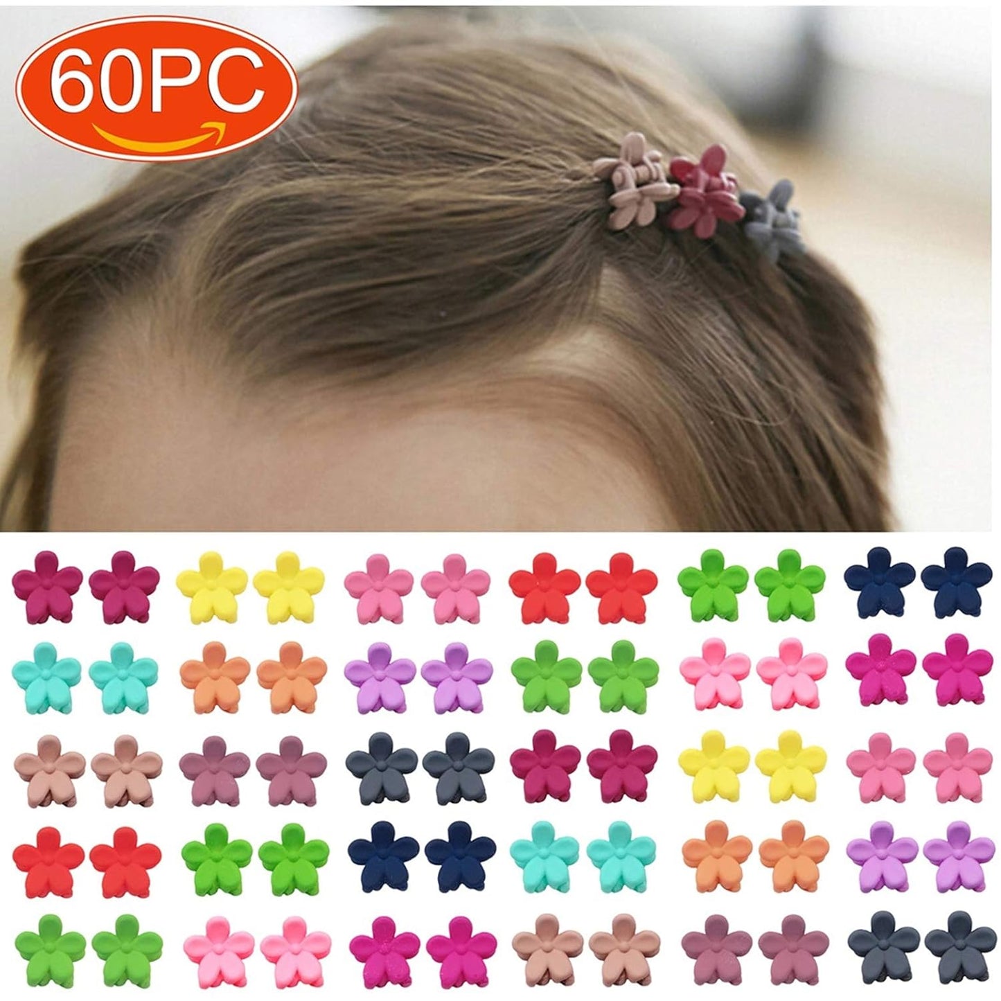 Elesa Miracle | 60pcs Baby Girl Mini Hair Claw Clips - Colorful Flower Design Hair Accessories