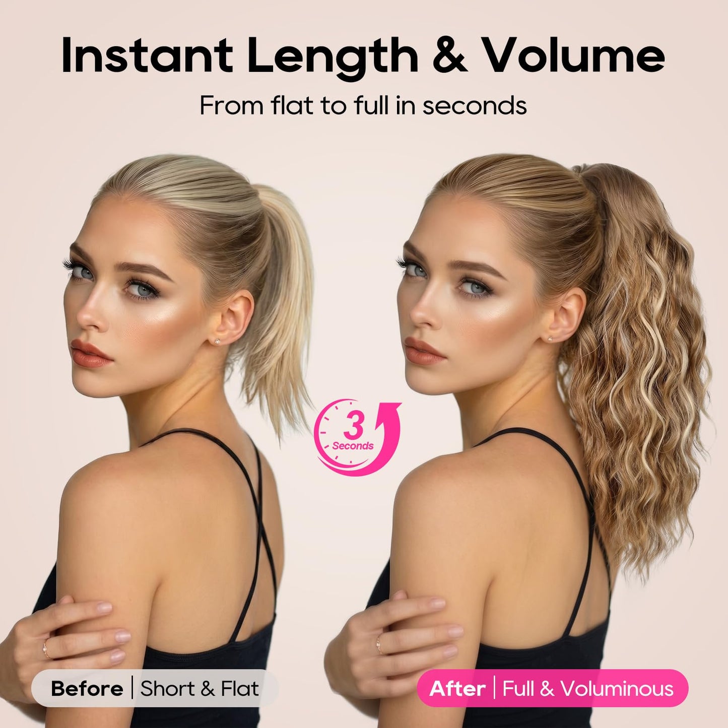 REECHO Ponytail Extension, 18 Inch Curly Claw Pony Tails Hair Extensions Clip in Ponytail Hair Extensions Natural Synthetic Hairpiece for Women Everyday Wear, Chocolate Brown with Highlights