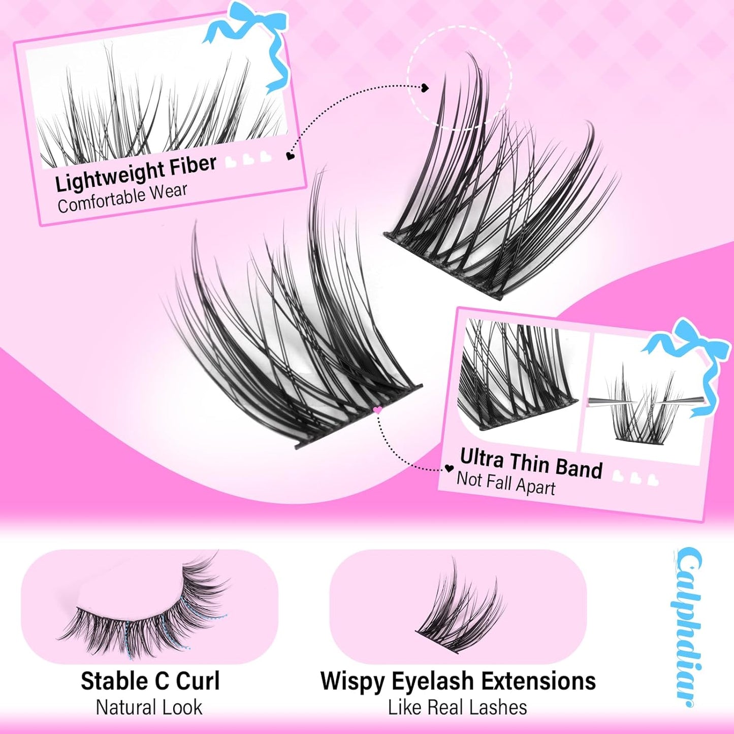 Natural Lash Clusters - DIY Wispy Eyelash Extensions | C-Curly 11-13mm Short Lashes - 164pcs