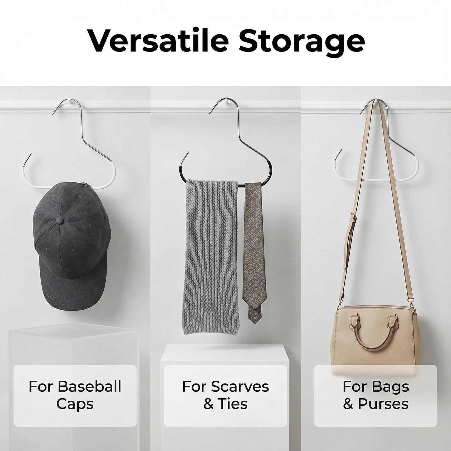 4-Pack Hat Organizer for Baseball Caps – Heavy Duty Stainless Steel Baseball Hanger Holder Hat Racks Storage for Caps Ball Cap Space Saving
