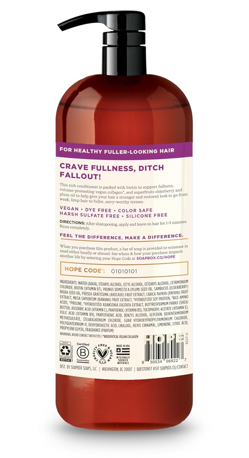 Biotin & Super Fruit Conditioner - Volumizing Hair Care, Clean Ingredients | 33.8oz Liter
