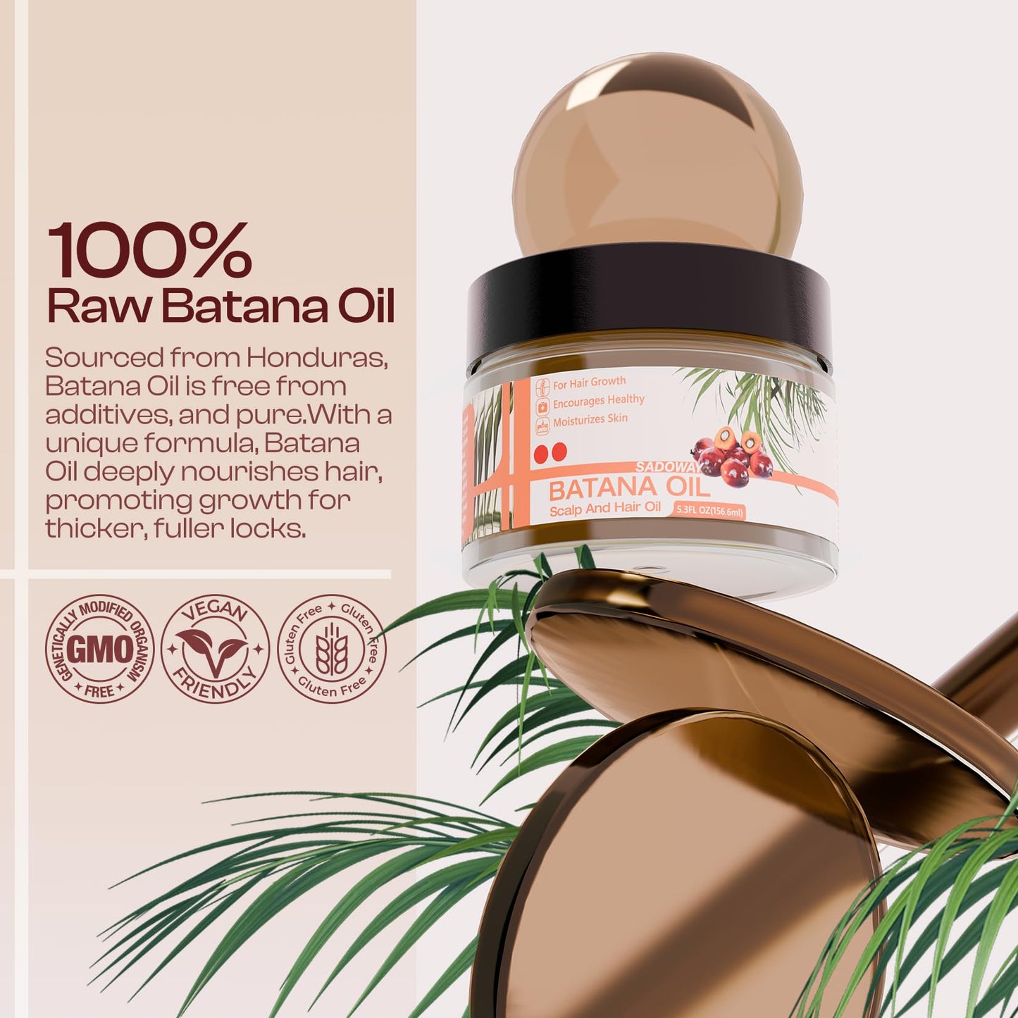 SADOWAY Batana Oil for Hair Growth: Batana Oil Organic for Hair Growth Prevent Hair Loss Moisturize Scalp for Men & Women