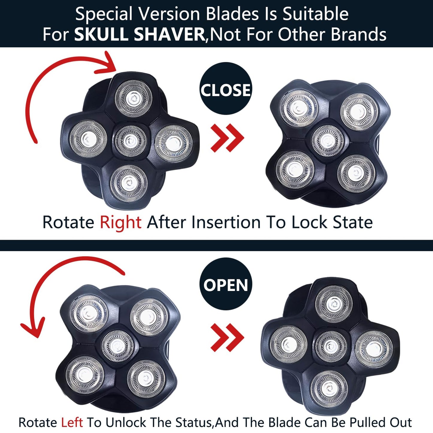 WAHFOX 5 Blades Magnetic Shaver Replacement heads for SKULL SHAVER HEAD SHAVER