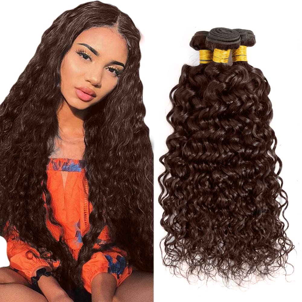28 30 32 inch #4 Human Hair Bundles Brown Water Wave Bundles #4 Wet and Wavy Bundle Chocolate Brown Bundle