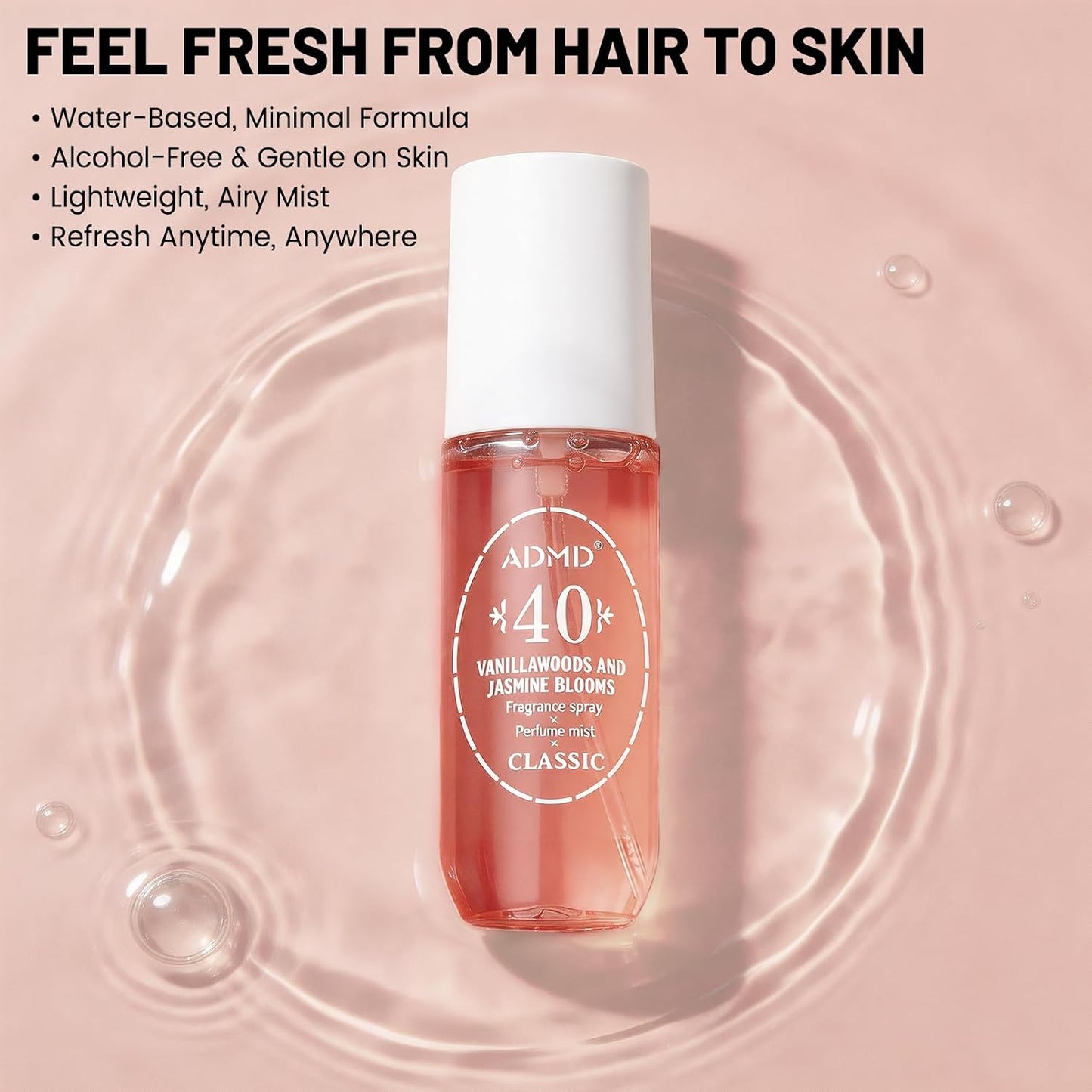 Vanilla Body & Hair Mist for Women | Alcohol-Free Jasmine & Amber Plum Spray - 3 oz Vegan Perfume