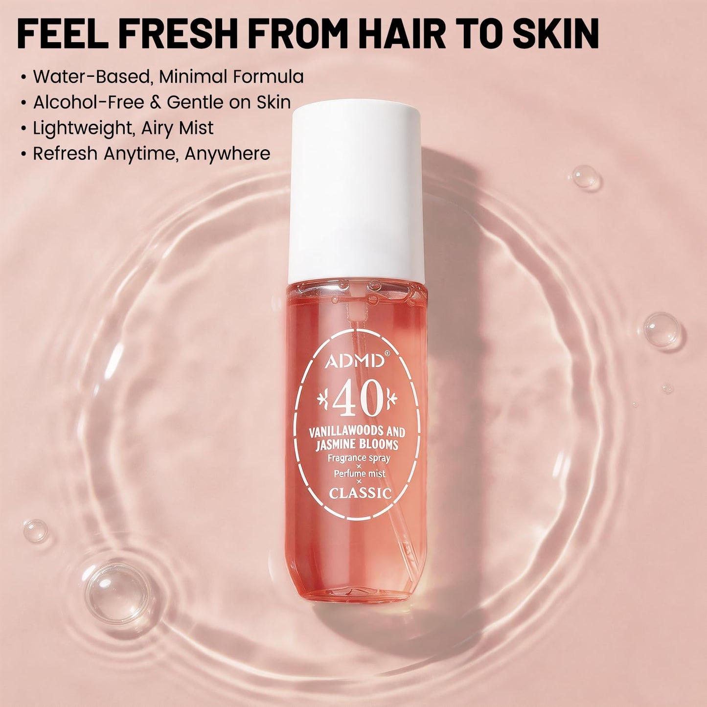 Seaboll Body & Hair Mist for Women & Girls | Alcohol-Free Vanilla Fragrance Perfume Mist with Jasmine, Amber Plum & Warm Musk | Lightweight Vegan Water-Based Body Spray, Gift for Teens- 3 oz