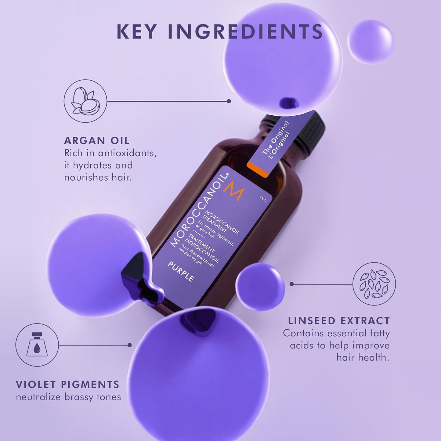 Moroccanoil Purple Hair Treatment Oil - Nourishing Formula for Blonde Hair | 3.4 oz